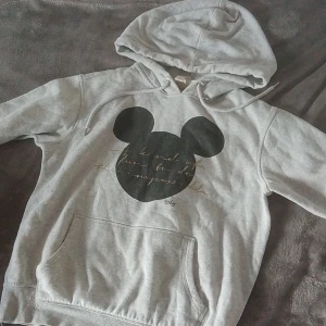 Grå Hoodie med Musse pigg tryck - Grå hoodie från HM med Musse pigg tryck på. Fint skick, ganska väl använd. Priset kan diskuteras