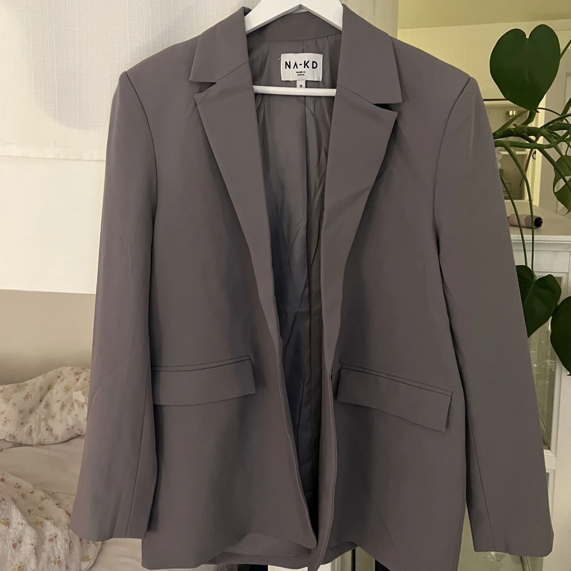 Grå oversize kavaj dam, storlek M