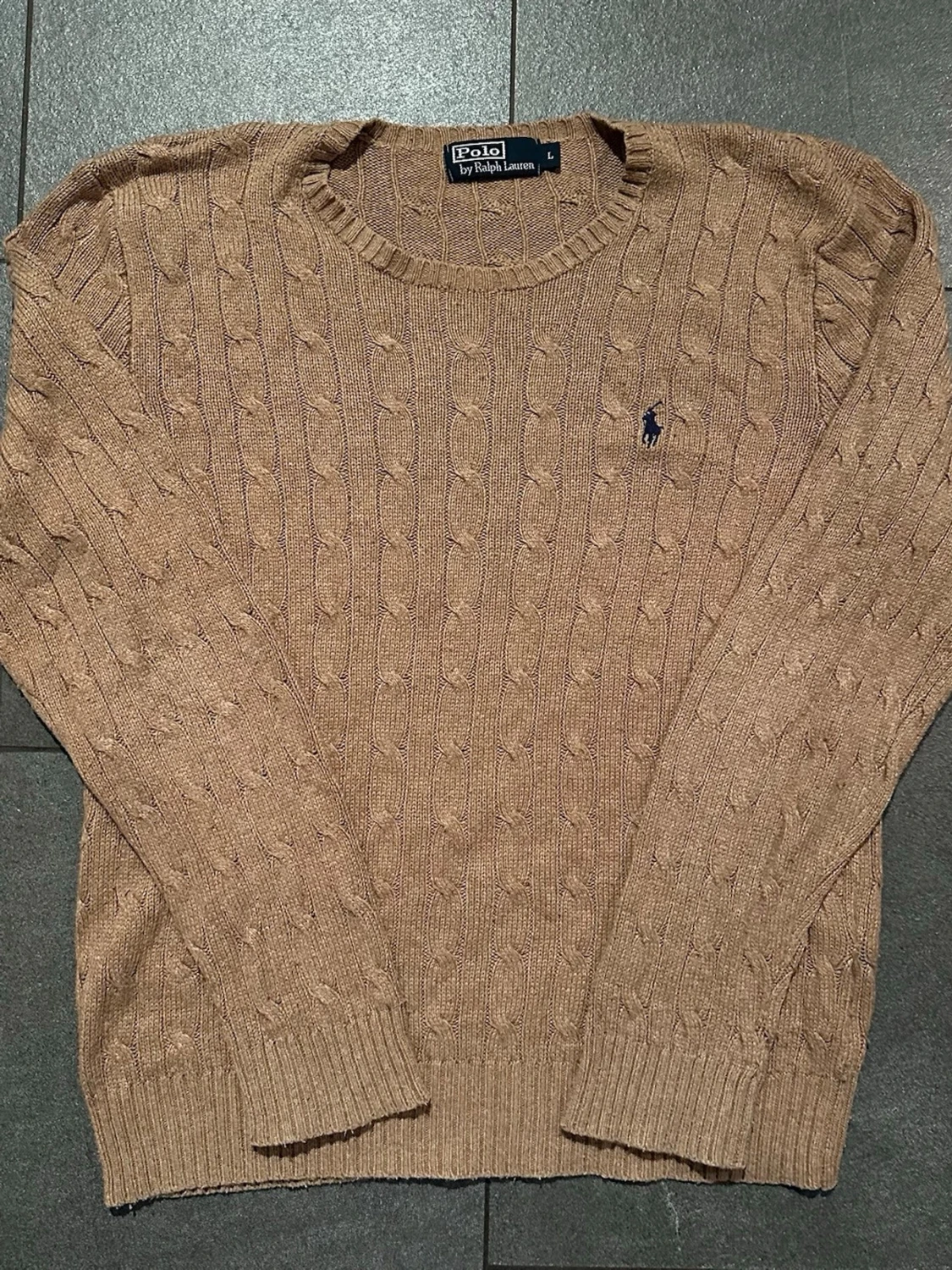 Beige kabelstickad tröja Polo Ralph Lauren