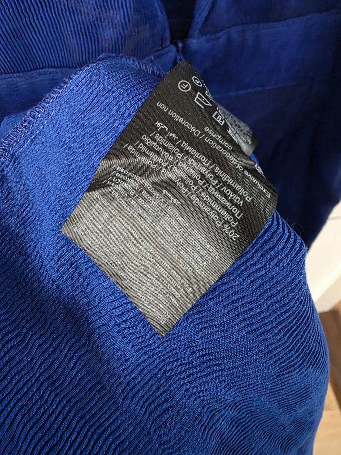 Kornblå kort klänning med lång ärm - 3