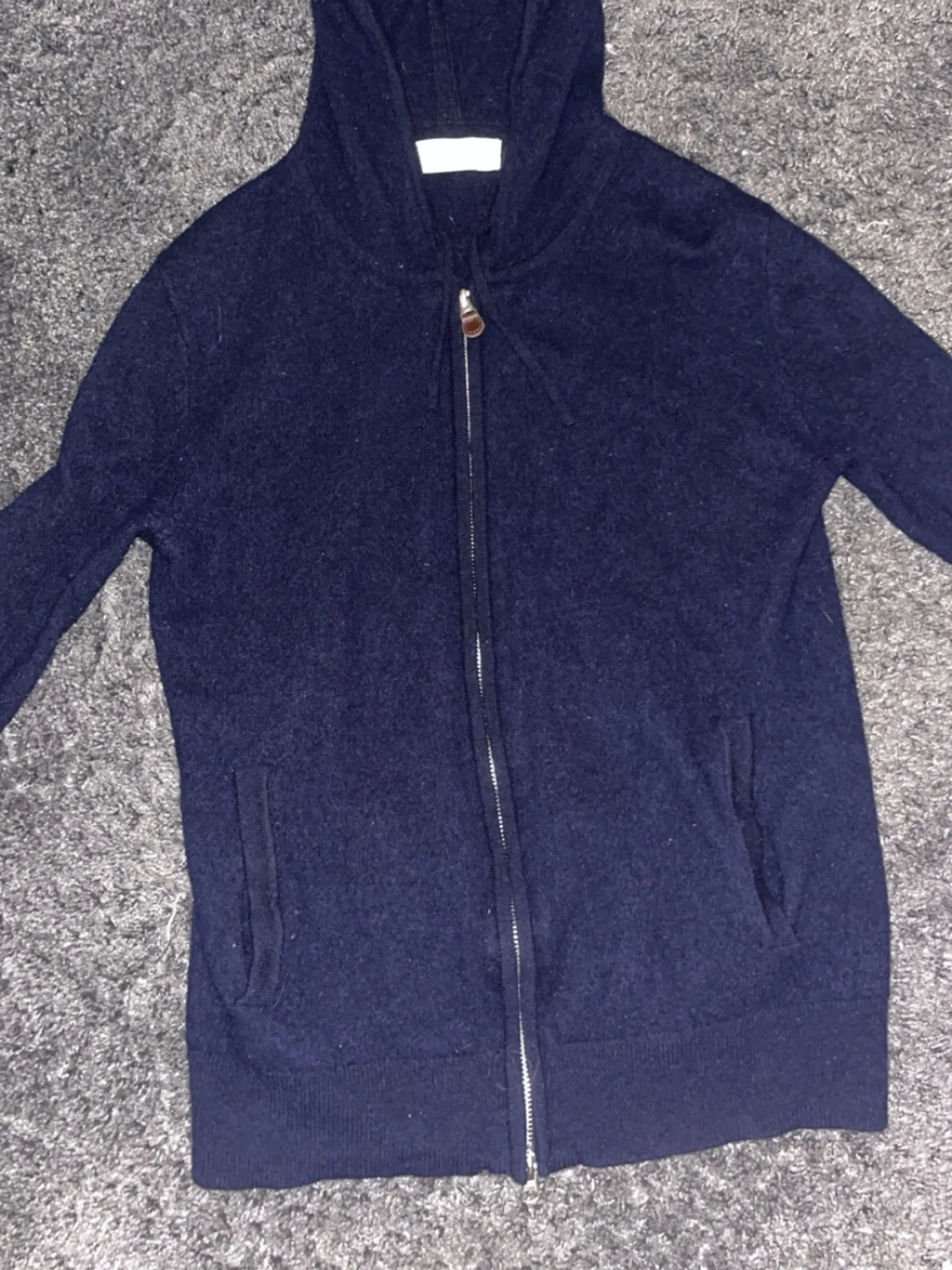 Mörkblå Cashmere Hoodie