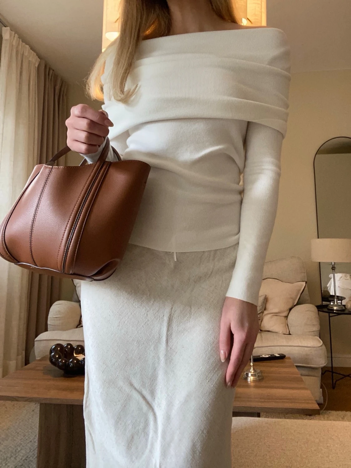 Vit off shoulder tröja  - 3