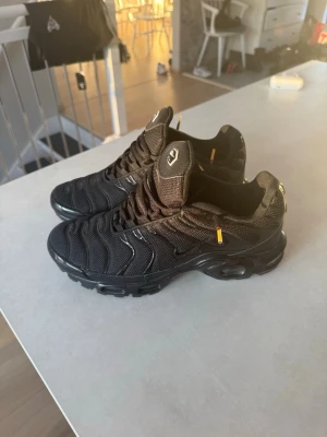 Svarta Nike Air Max Plus sneakers - Säljer mina svarta Nike tns då dom inte kommer till användning. Senaste gången jag använde dom var förra vintern typ. De är i storlek 43. Väldigt bra skick, väldigt snygga. Bara inte min typ av sko längre.