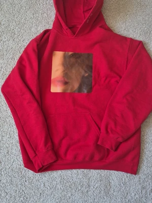 Ariana grande hoodie - En röd hoodie med tryck av omslaget på låten "yes and". Denna hoodie är köpt på ariana grandes oficiella hemsida. Inte så använd då den inte riktigt passar mig. 