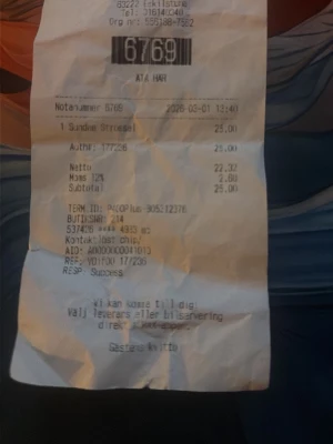 Kvitto 6769 - Det mest legendariska numret man kan hitta på ett kvitto, 6769. Den ultra legendariska kvittot, högst bud vinner denna.