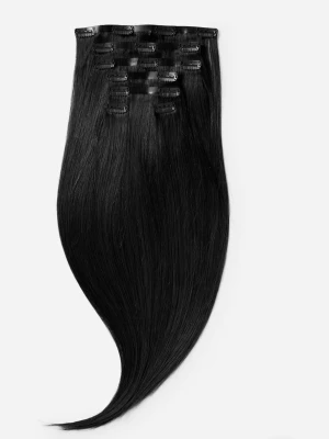 Svarta clip-on löshår extensions - Säljer nu mitt löshår, 50 cm långt och clips. Äkta såklart  