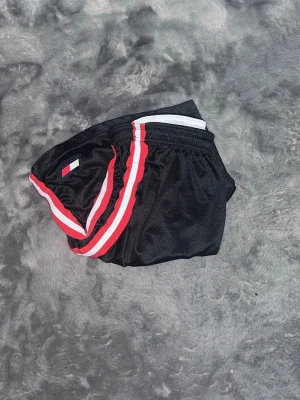 Tommy Hilfiger Retro Mesh-shorts (Nyskick) – Unisex - Riktigt feta och unika sportshorts från Tommy Hilfiger i luftig mesh. Klassisk retro-look med röda/vita ränder på sidorna och broderad flagga. Dessa är tillverkade i USA, vilket innebär grym kvalitet! Oanvända, nytvättade och helt felfria. •  Skick: 10/10 – Nyskick!  