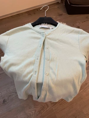 Ljusgrön ribbad kofta från lager 157 - Snygg ljusgrön ribbad kofta från lager 157 med rund halsringning och knäppning framtill. Modellen är jättefin att ha över exempelvis ett linne. Säljs då jag inte har användning för den längre. Pris kan diskuteras. OBS! Köparen står för frakt.