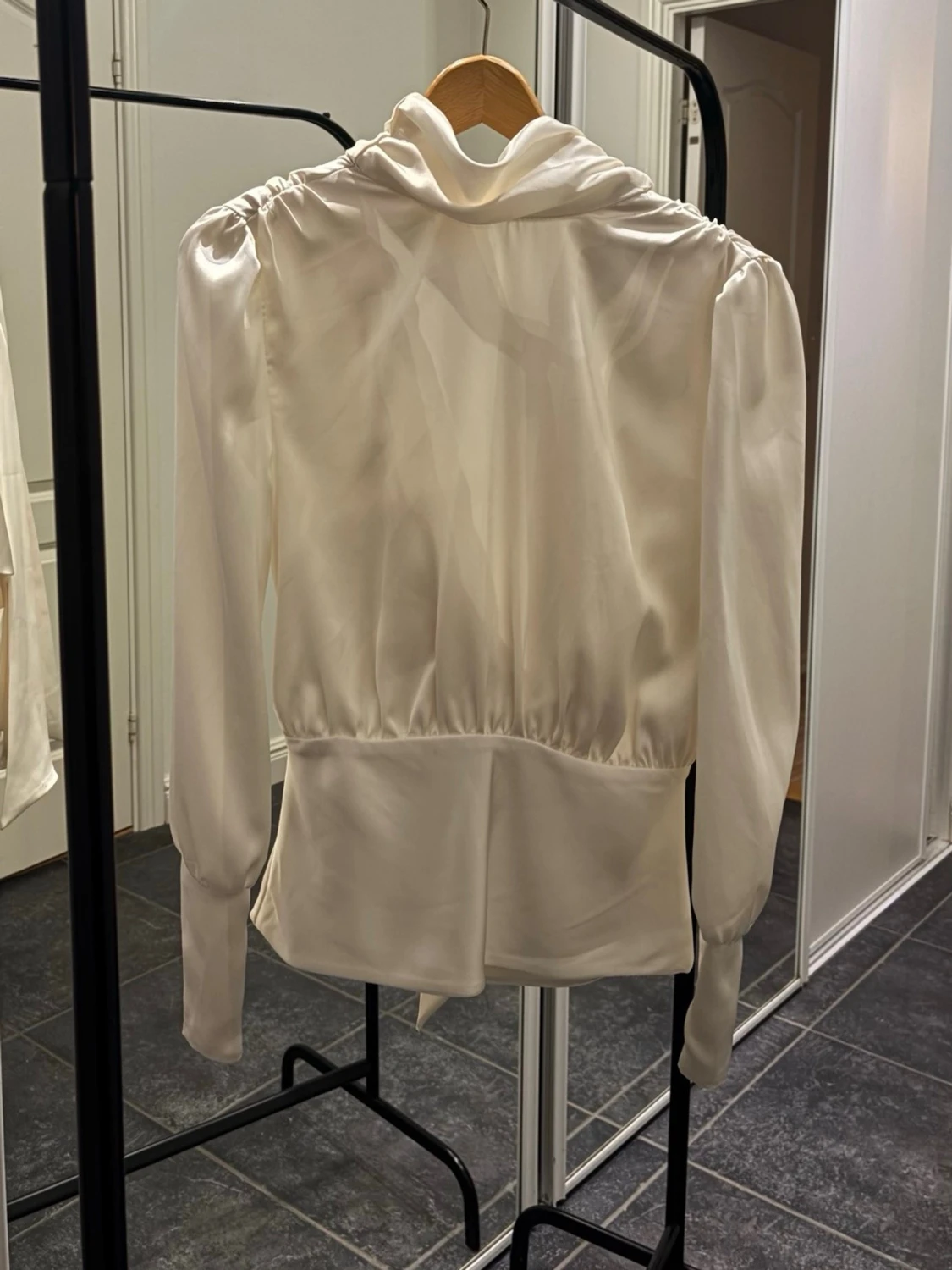 Zara satin blouse tie back 