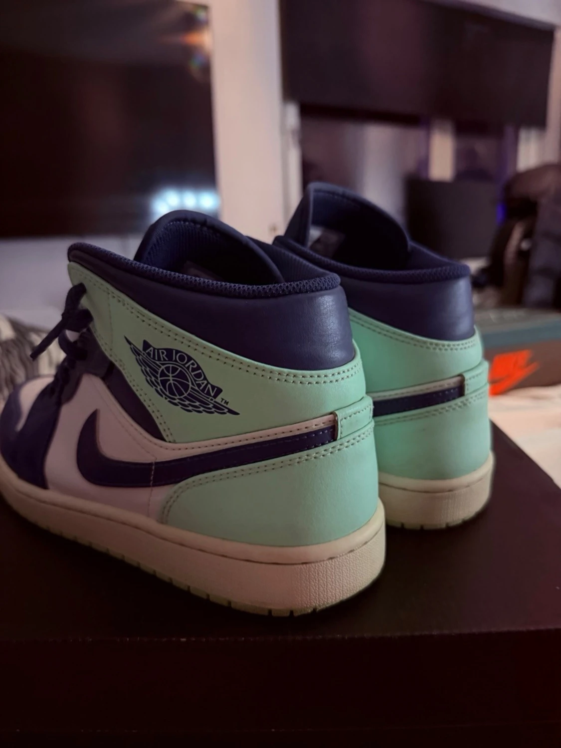 Air Jordan 1 Mid blå/mint - 1