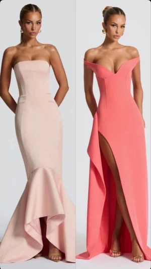 Två eleganta balklänningar  - Jag beställde hem flera bal kläningar inför balen och har bestämt mig för en annan. Säljer dessa två för 1500 kr st. Ord. 2500 kr st plus jätte dyr frakt🙈. Skynda fynda!                  Oanvända,Prislapp kvar, Ord förpackning, Stolek XS på båda, Maxi length på båda !