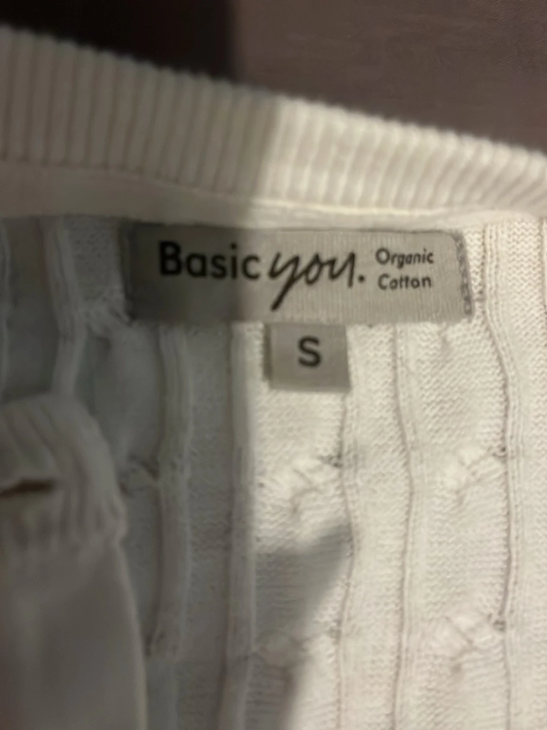 Vit kabelstickad kofta  - 1