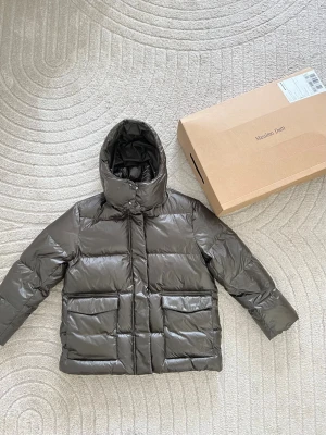 Olivgrön pufferjacka från Massimo Dutti - HELT NY! använd 2 gånger Snygg olivgrön pufferjacka från Massimo Dutti med hög krage och huva. Jackan har två stora framfickor och stängs med dragkedja och tryckknappar. Materialet är glansigt och quiltat, perfekt för kalla vinterdagar. Förpackning samt kvitto finns, köpt för 4400kr