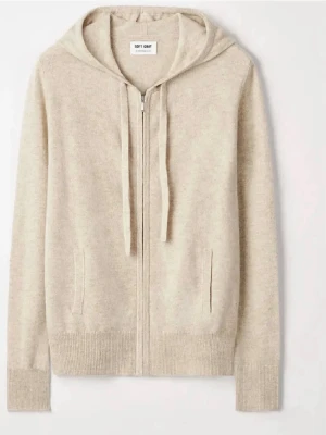 Beige kashmir tröja Soft Goat - Beige stickad kofta i kashmir från Soft Goat. Modellen har en huva med dragkedja och två fickor. Storlek XS
