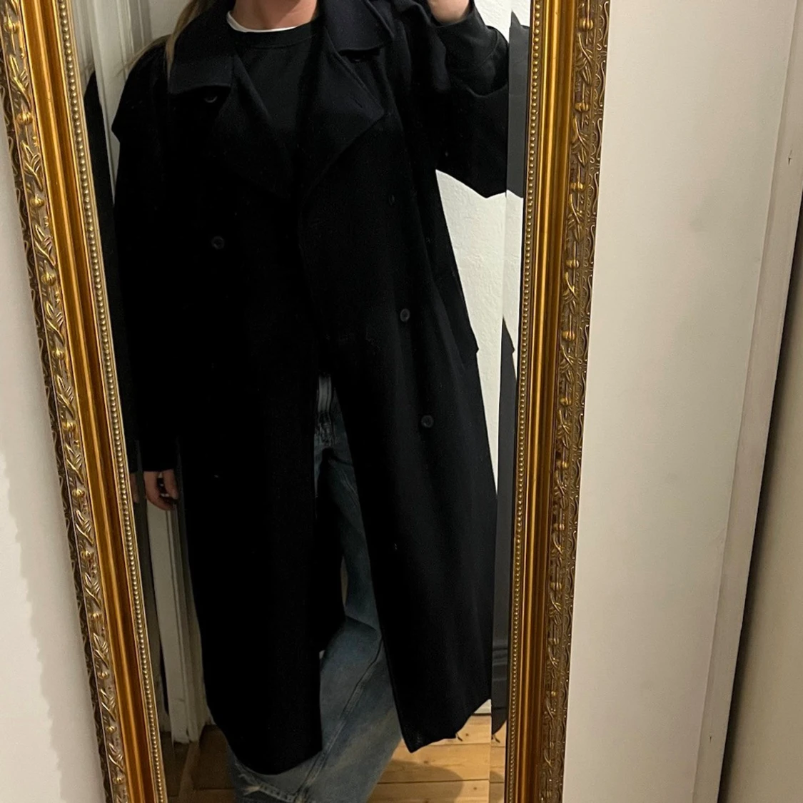 Marinblå kappa i ull - 3