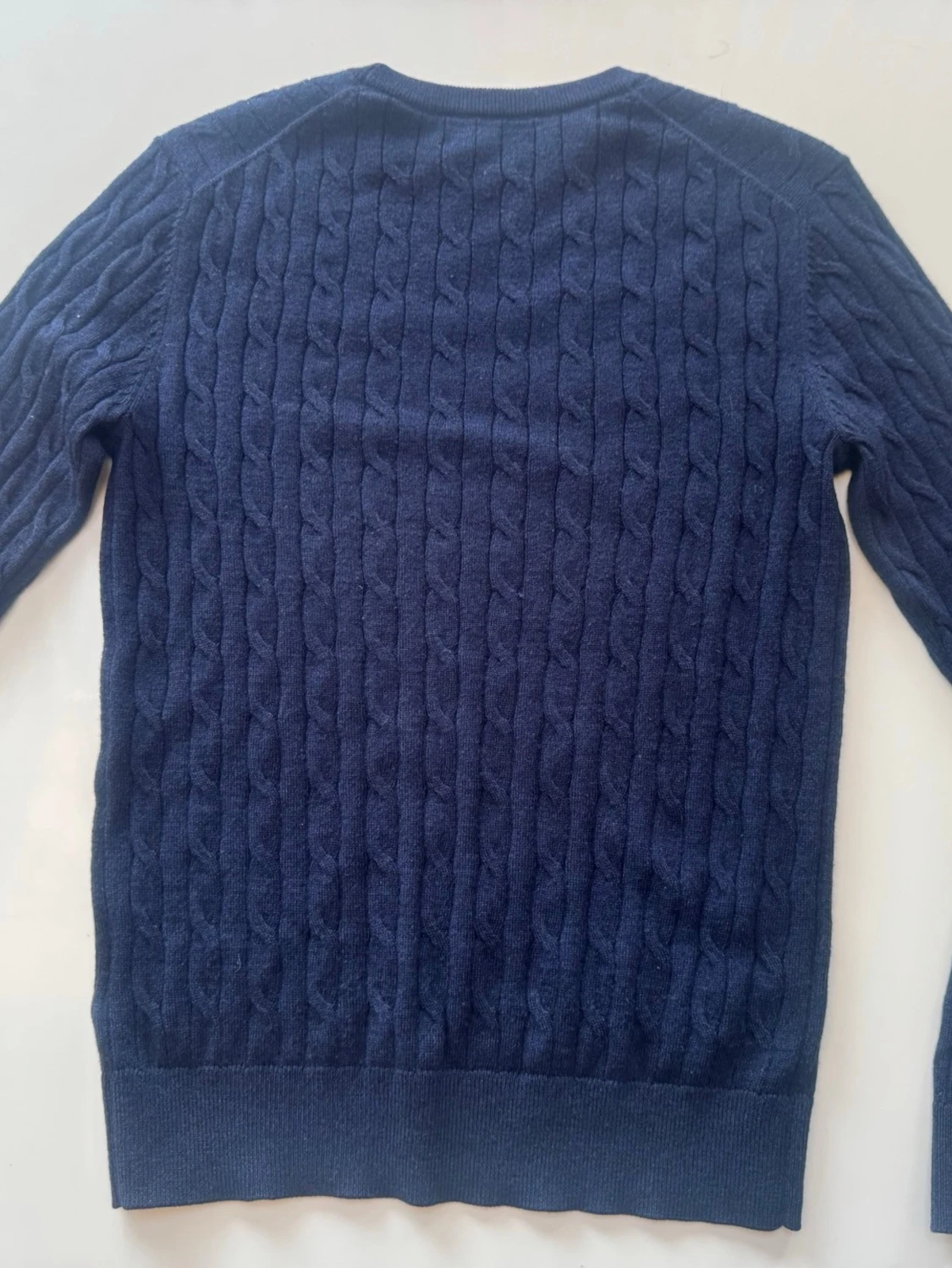Morris merinoull kabelstickad tröja - Marinblå - 2