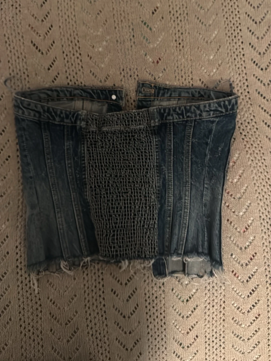 Denim korsettopp med knappar - 1