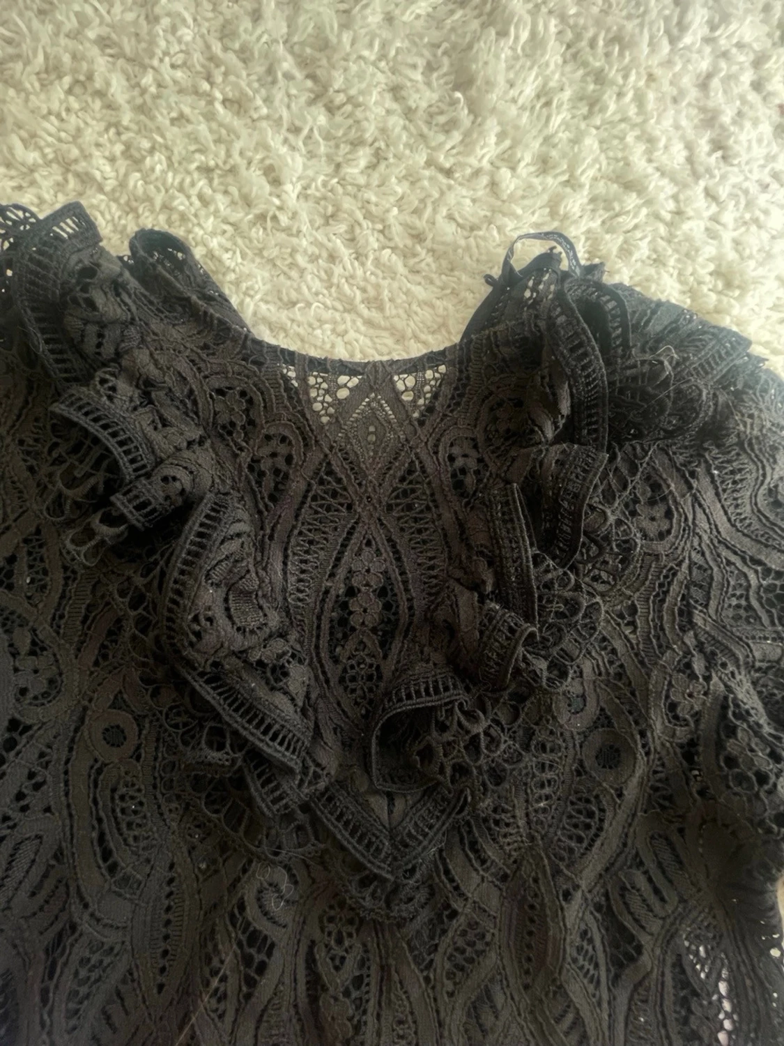 Svart spetsblus med volanger Zara - 2