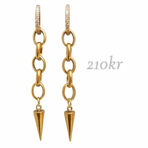 Guldpläterade kedjeörhängen med spikes - Par 