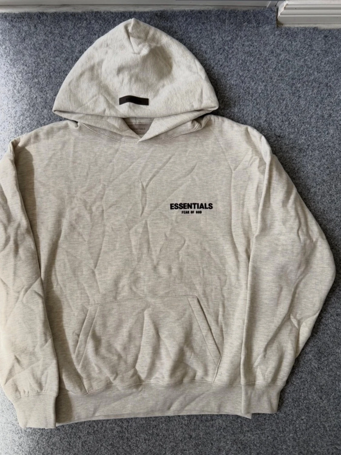 Essentials light oatmeal gray hoodie
