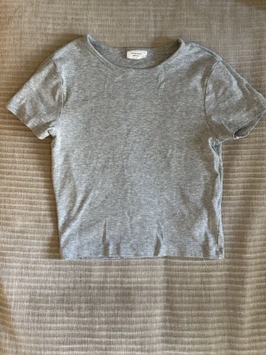 Grå kort t-shirt från Gina tricot - Grå T-shirt från Gina Tricot. Använd några enstaka gånger och i väldigt bra skick💗
