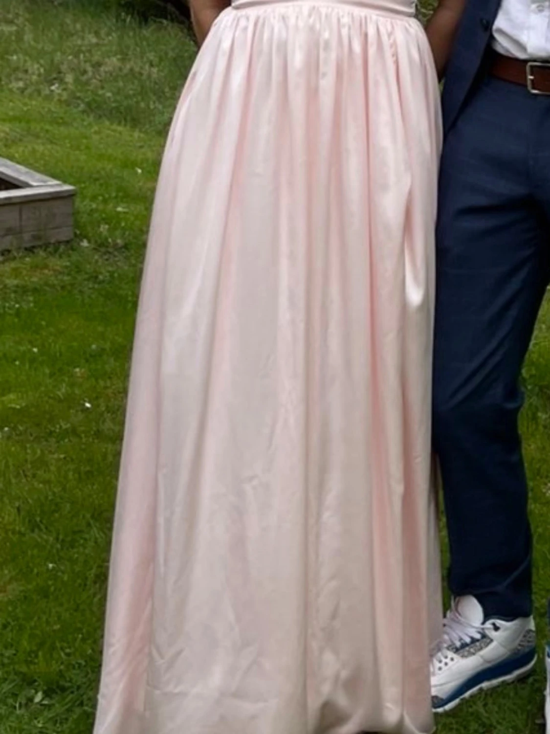 Ljusrosa långklänning med snörning - 4