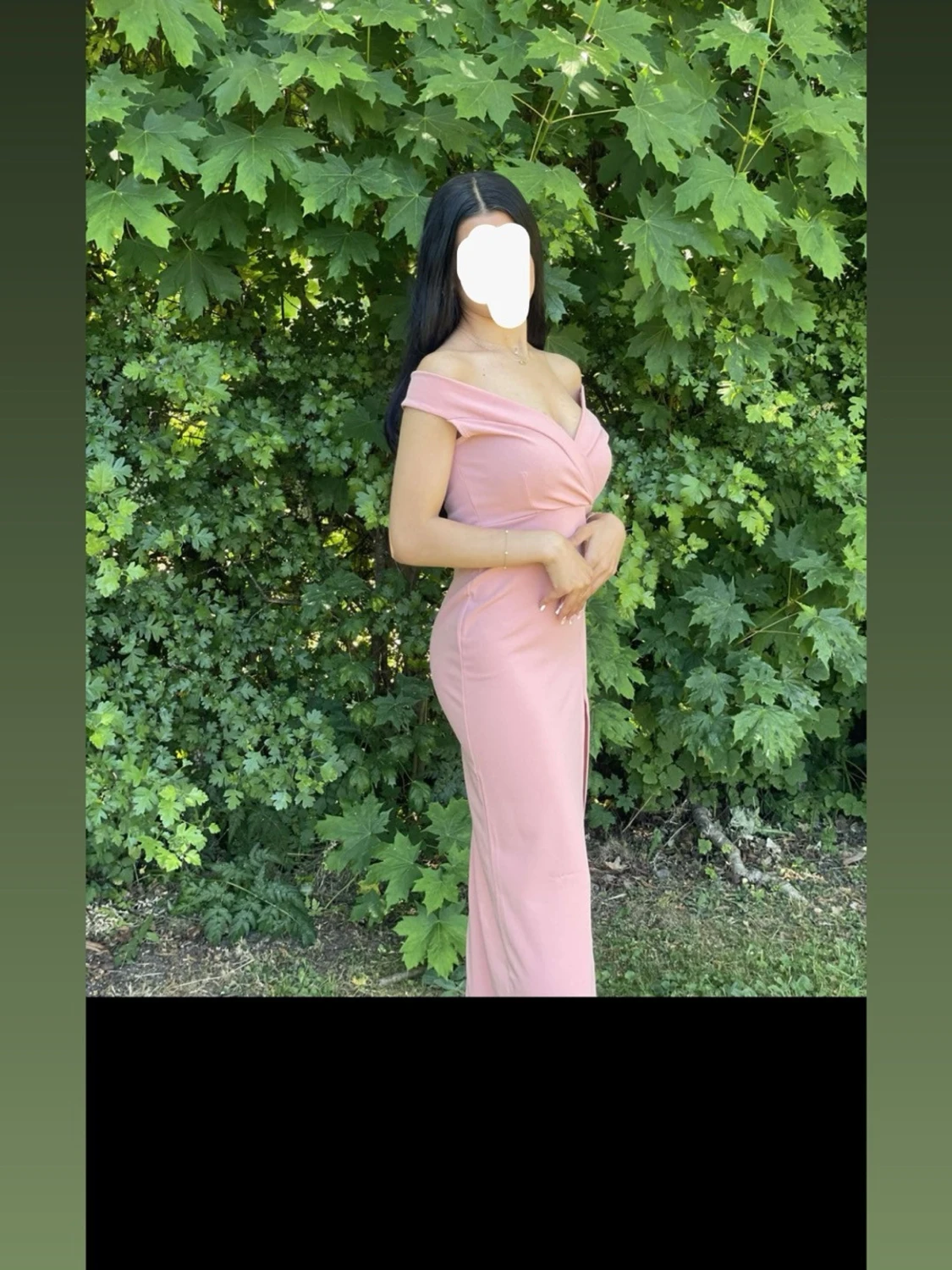 Ljusrosa off shoulder klänning - 1