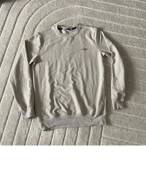 Beige sweatshirt från Zara - Snygg beige sweatshirt från Zara med rund halsringning och diskret logga på bröstet. Tröjan har långa ärmar och ribbade muddar vid ärmslut och nederkant. Perfekt för en avslappnad och stilren look.