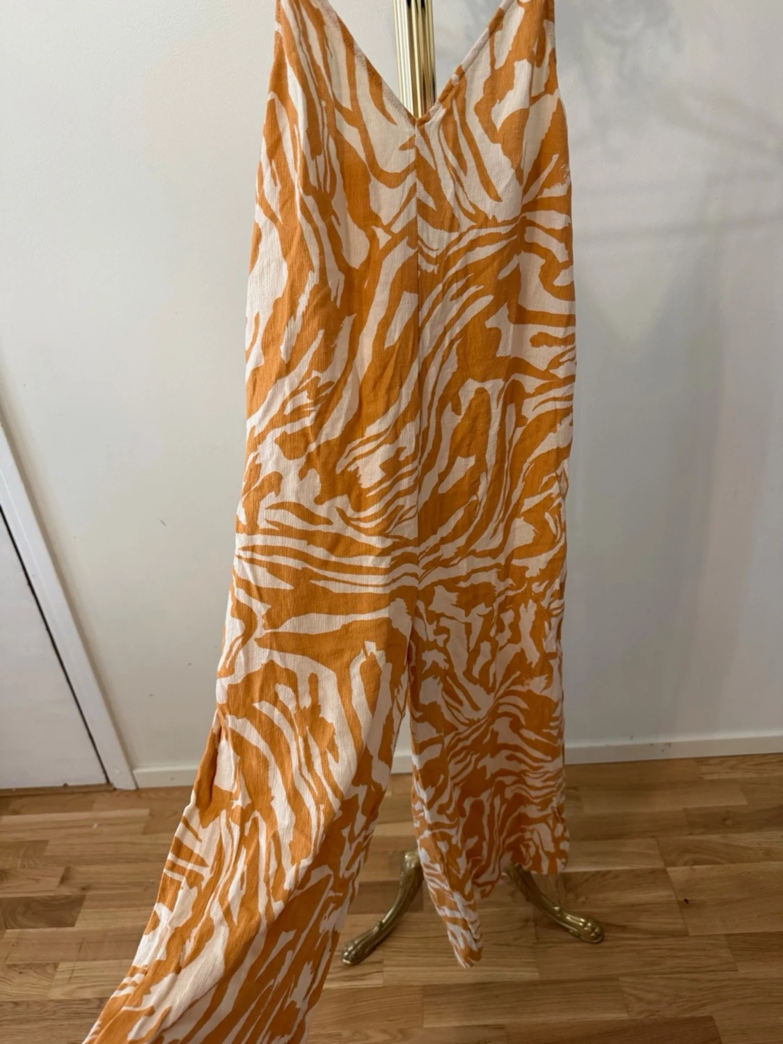 Zebramönstrad maxiklänning i orange - 1