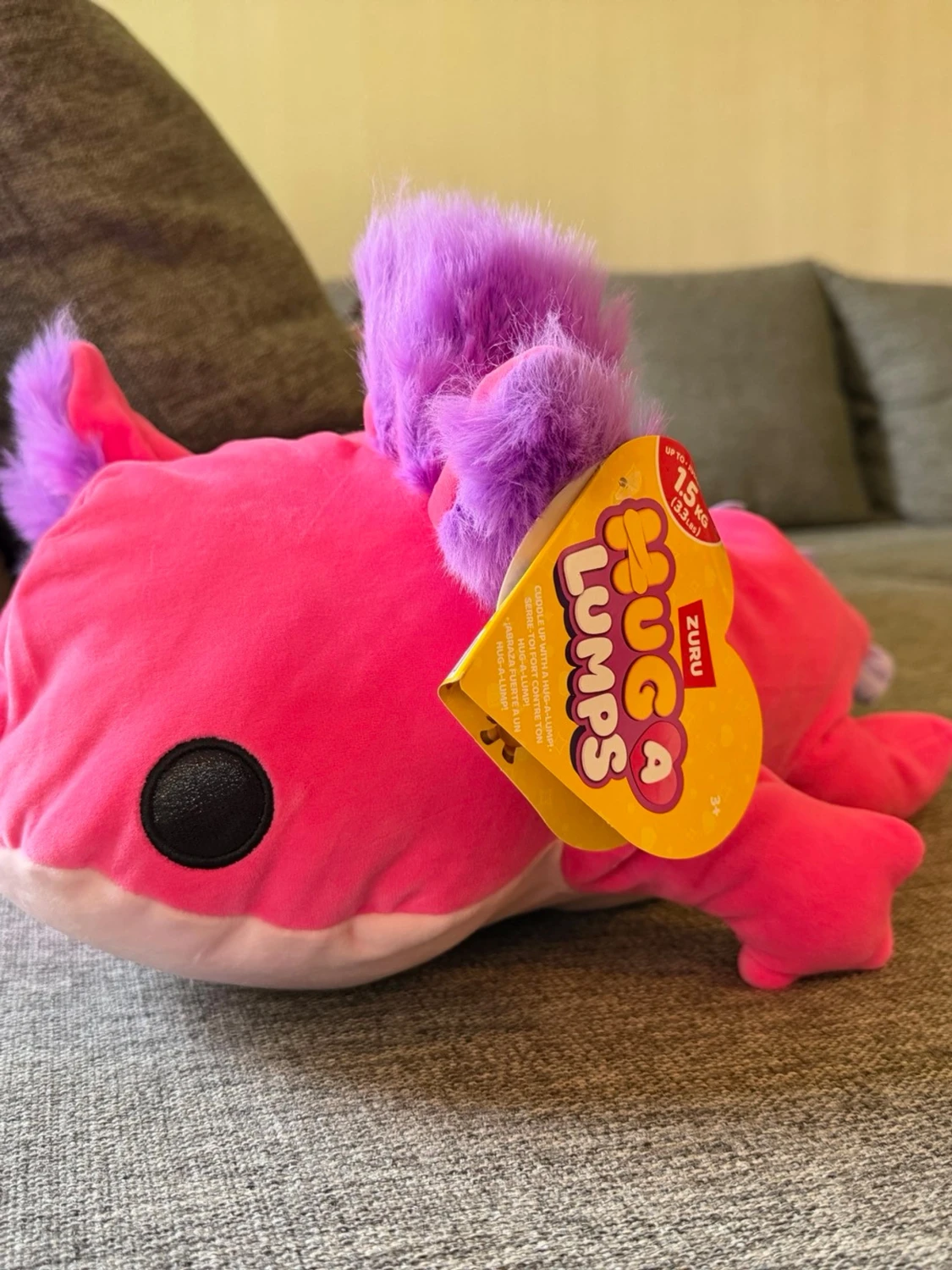 NY! Hug-a-Lumps gosedjur, Rosa Axolotl, 1.5 kg