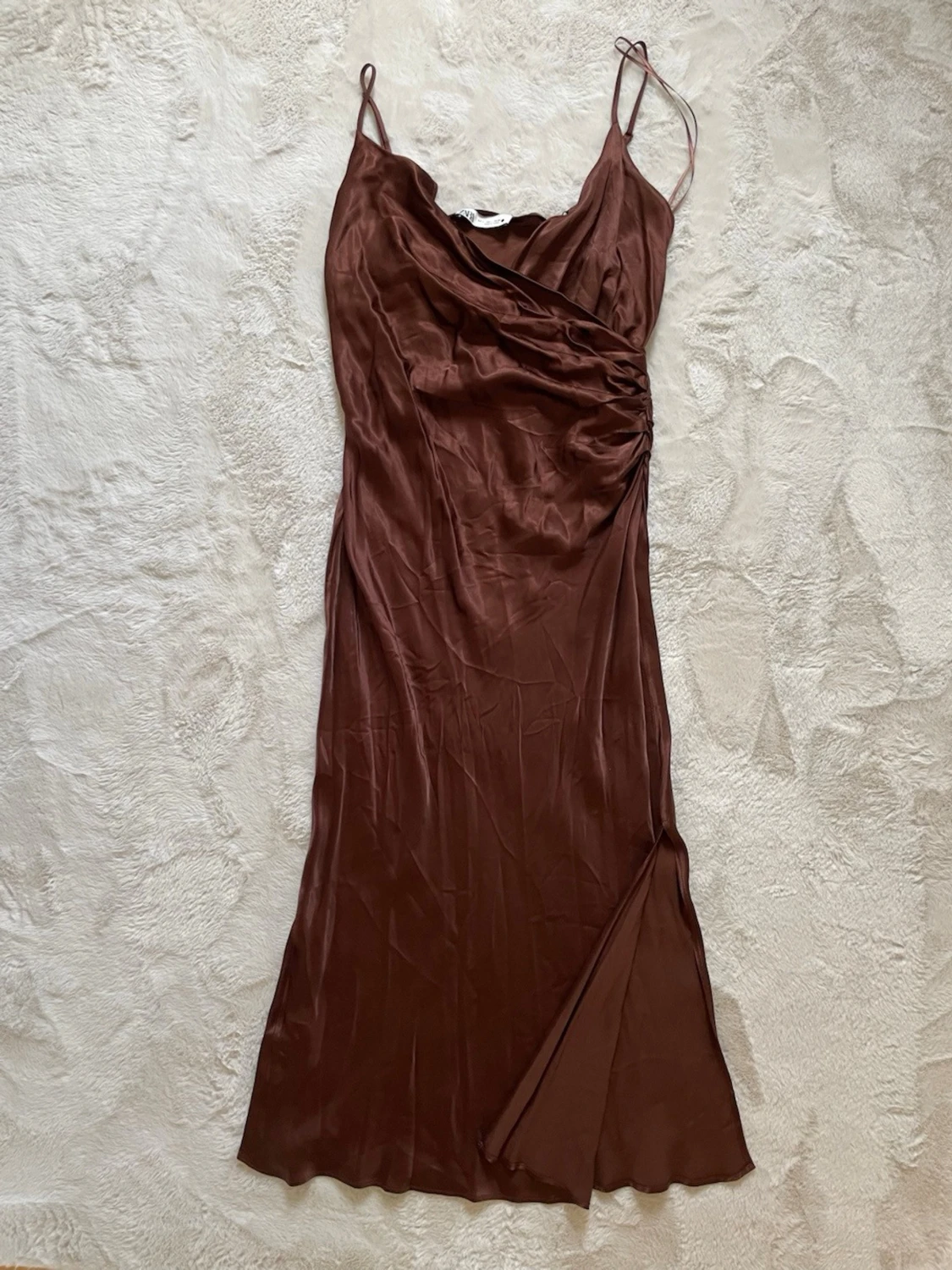 Brun långklänning med slits L ZARA - 3