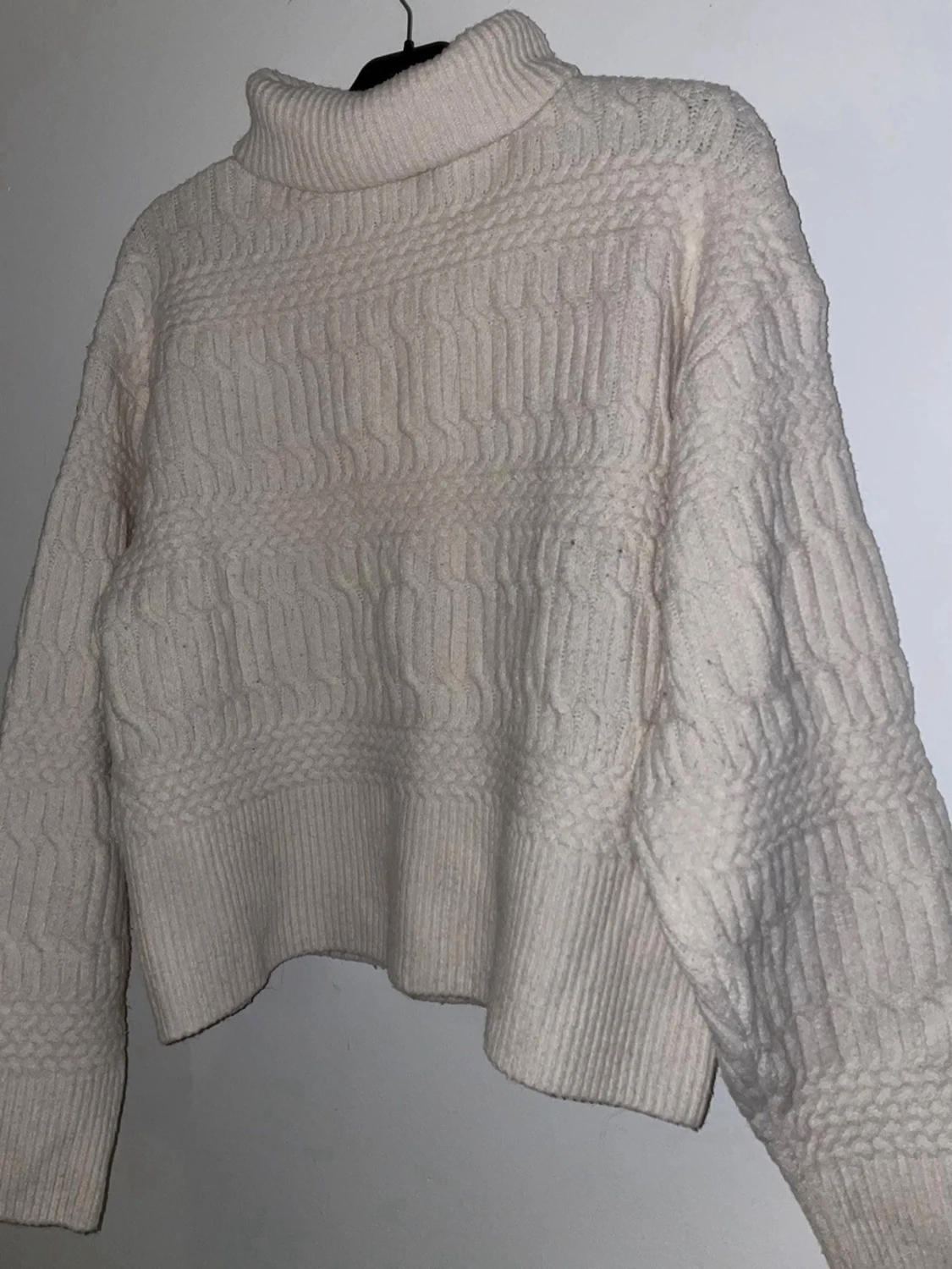 Vit Stickad turtlenecksweater - 2