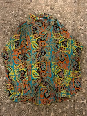 Vintage Inka Fashion shirt multi color - Almost like a 80s disco vibe super smooth fabric almost feels silky