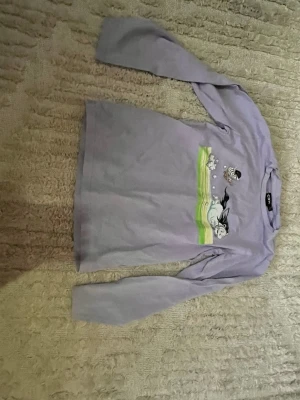 Ljuslila långärmad topp med hästmotiv - Ljuslila långärmad topp från hööks med ett tryck av hästar och gröna detaljer framtill. Toppen har en klassisk rak passform och är perfekt för dig som gillar djurmotiv och vill ha en söt vardagslook.