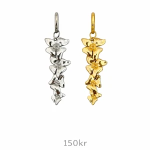 Blommiga halsbandshängen i silver och guld - Par 