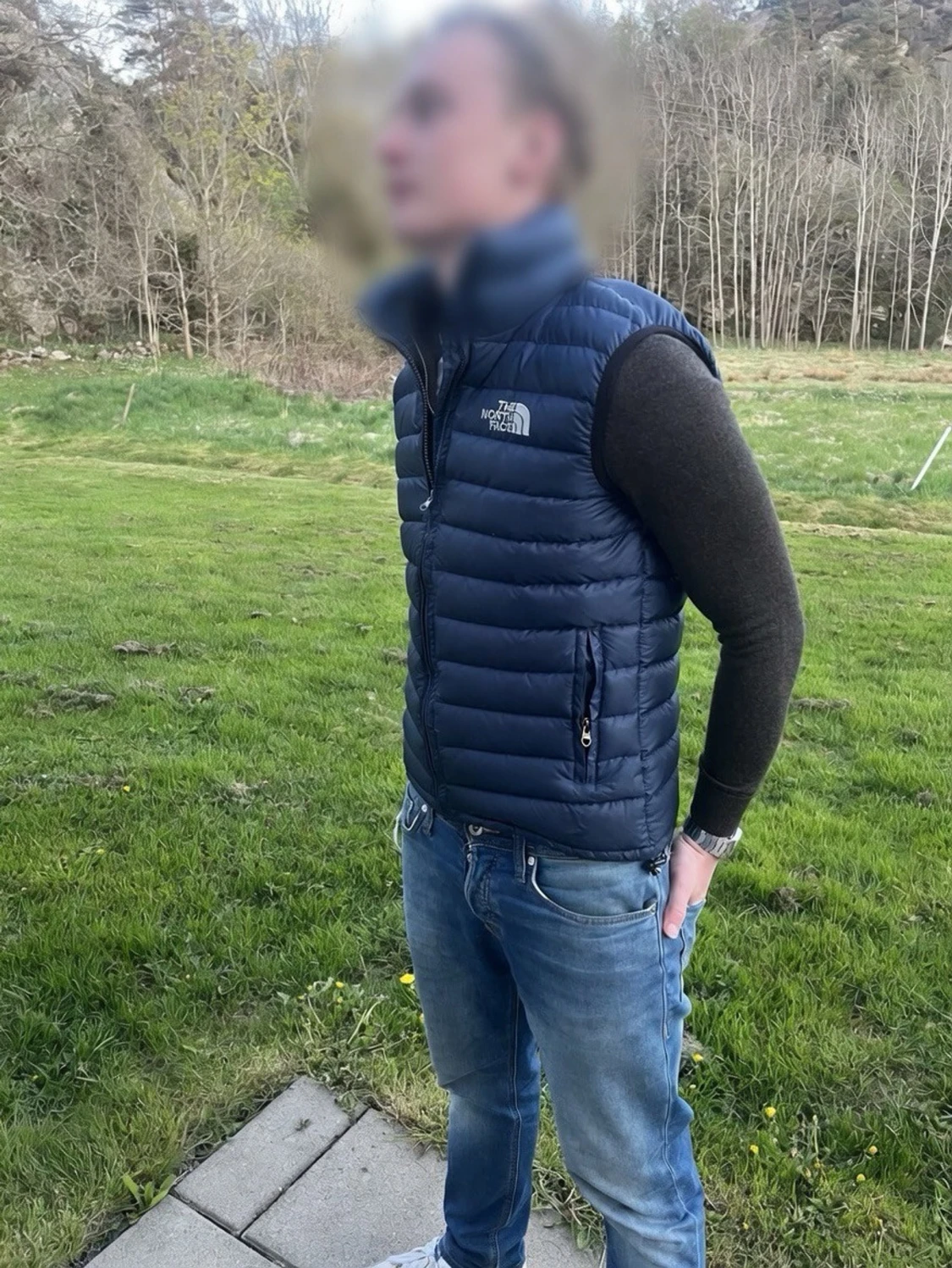Mörkblå North face väst  - 1