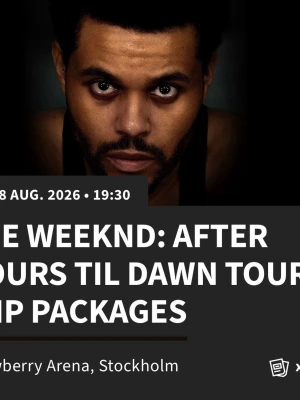 VIP-paket The Weeknd Stockholm - VIP-paket till The Weeknd: After Hours Til Dawn Tour på Strawberry Arena i Stockholm. Perfekt för dig som vill ha en exklusiv konsertupplevelse med extra förmåner och tillgång till unika områden under konserten.                                            !!Kontakta mig för att köpa!! 
