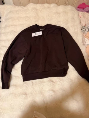 Mörkbrun sweatshirt Gina Tricot - En basic mörkbrun sweatshirt från Gina Tricot, modell 'basically basics'. Tröjan har rund hals, ribbade muddar vid ärmslut och nederkant samt en avslappnad passform. Tillverkad i mjuk bomullsblandning för maximal komfort.