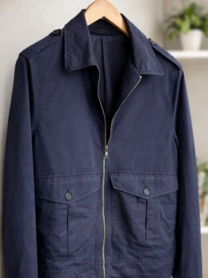 Mörkblå bomullsjacka med fickor - Snygg mörkblå overshirt från Filippa K, bra skick, nypris ligger runt 2600-2700