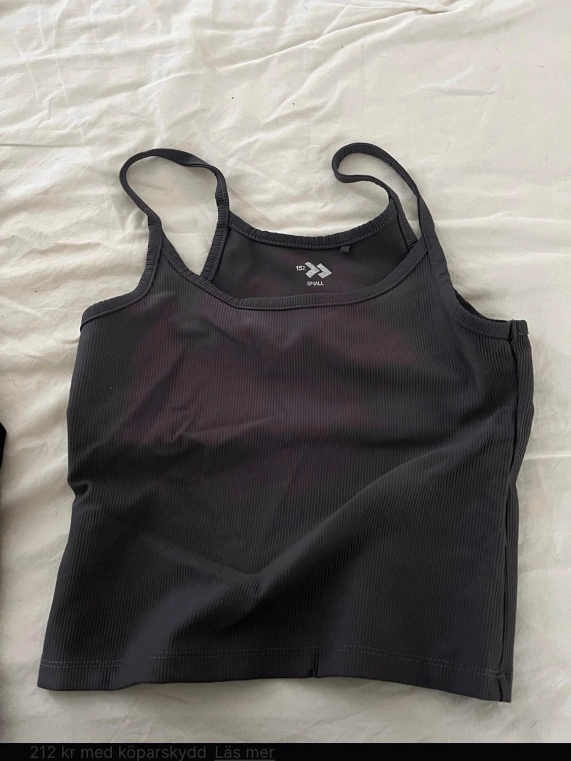 Svart och gråbrun ribbad crop top  - 1