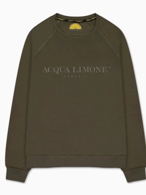 Olivgrön sweatshirt Acqua Limone - Olivgrön sweatshirt från Acqua Limone med tryckt logga framtill och stor gul citronhalva på ryggen. Tröjan har rund hals, ribbade muddar och är tillverkad i mjuk bomullsblandning. Perfekt för en avslappnad och trendig look.