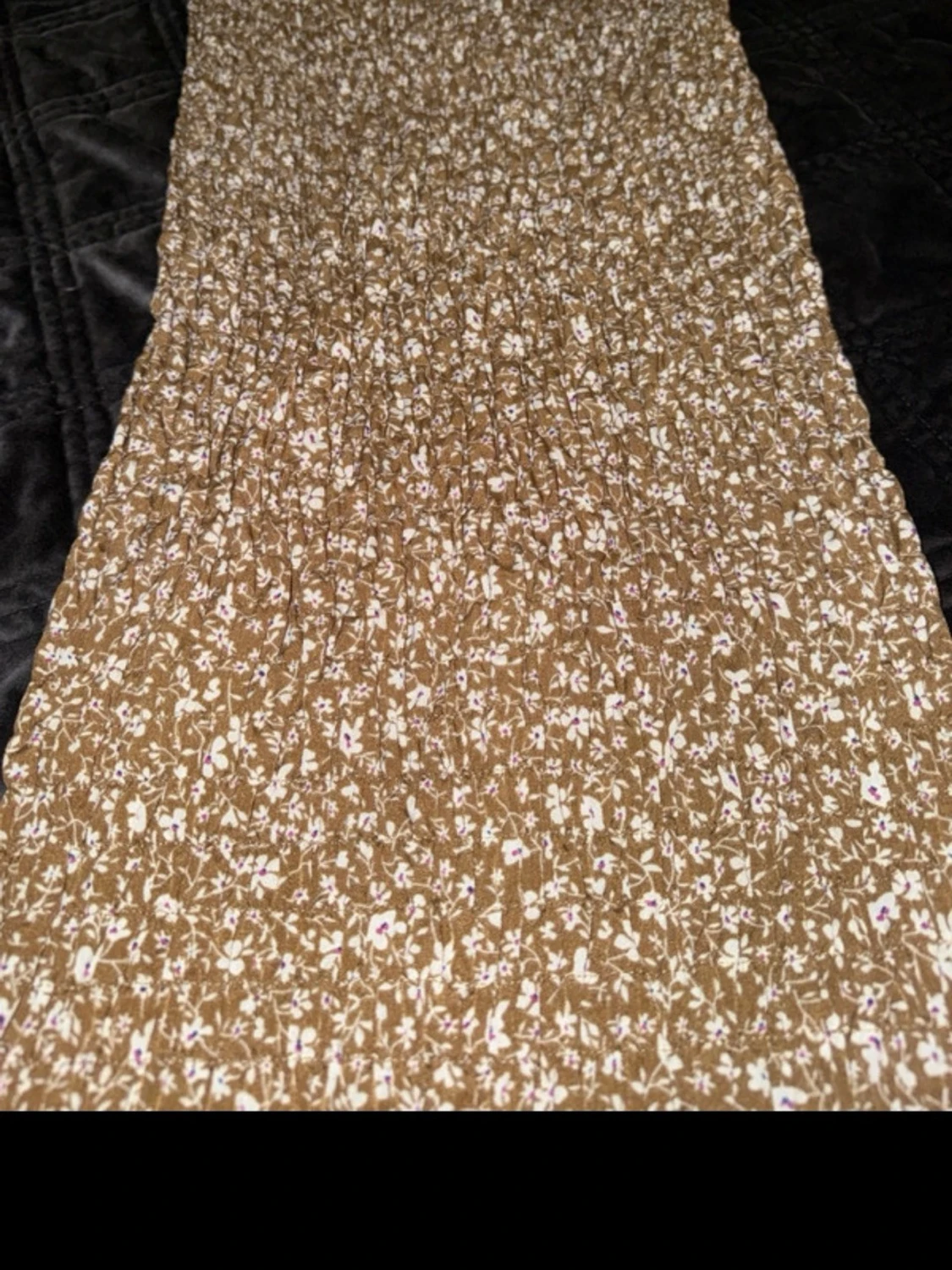 Brun blommig långklänning - 1