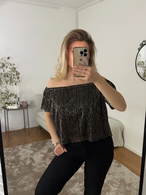 Offshoulder topp  - Snygg glittrig offshoulder topp ifrån Zara i storlek S. Säljer den eftersom den inte kommer till användning🥰