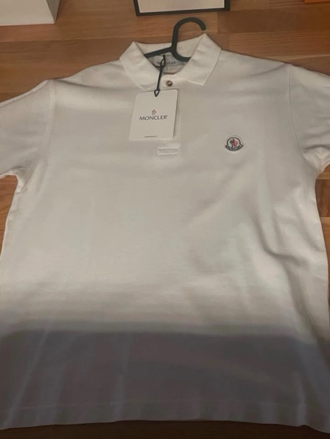 Vit Moncler pikétröja i bomull