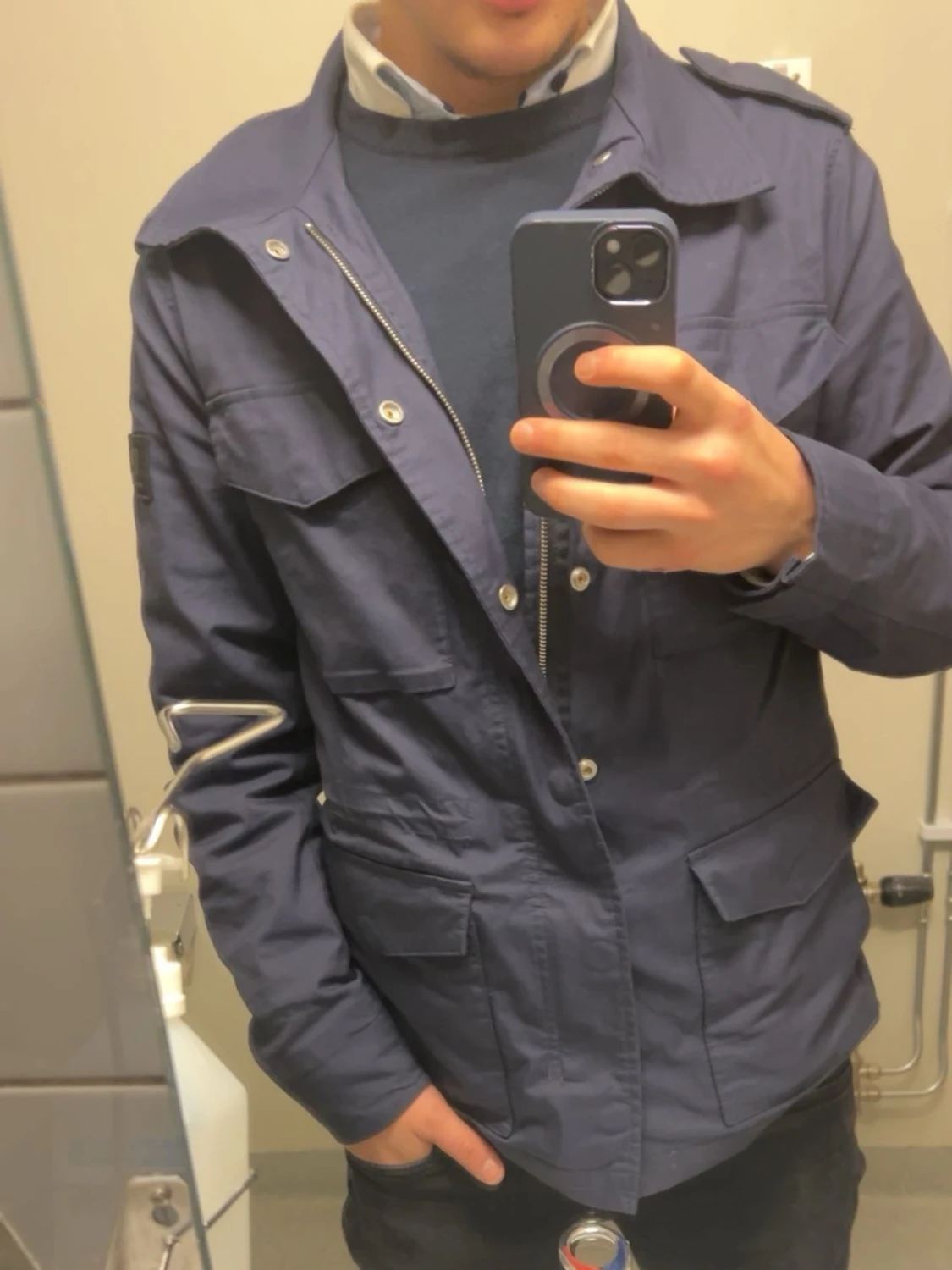 Pierre cardin Mörkblå utilityjacka med fickor - 1