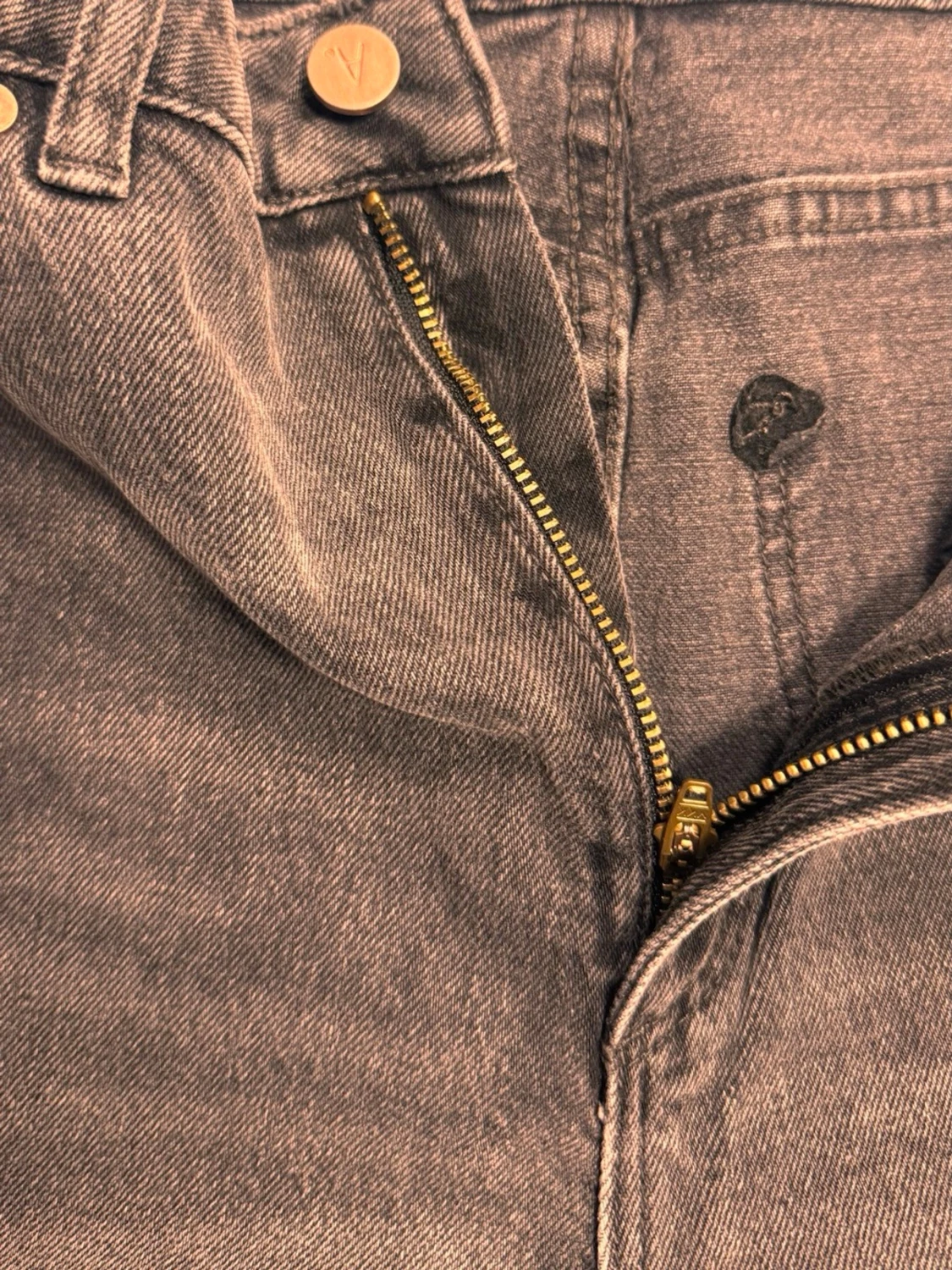 Grå raka jeans med rå kant 28 - 2