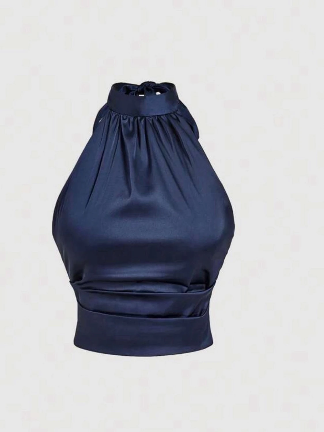 Mörkblå satin halterneck topp