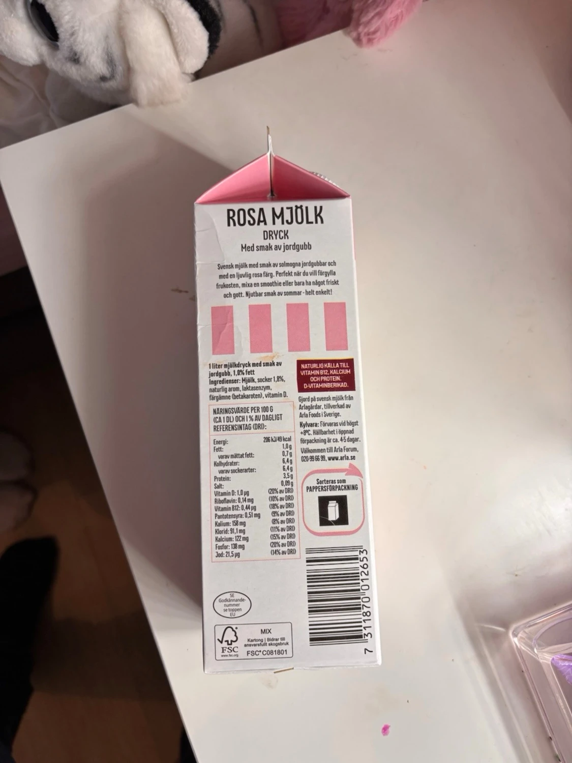 Arla Rosa Mjölk jordgubb 1L - 2