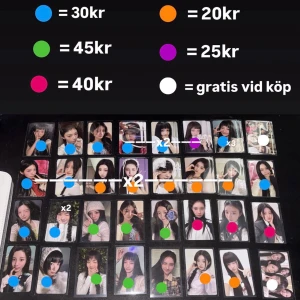 ILLIT Super Real Me era photocards - Säljer en hel del ILLIT photocards från SRM era. Priser ses i bild. Ställ jättegärna frågor i PM. Frakt 22kr (upp till 50g)