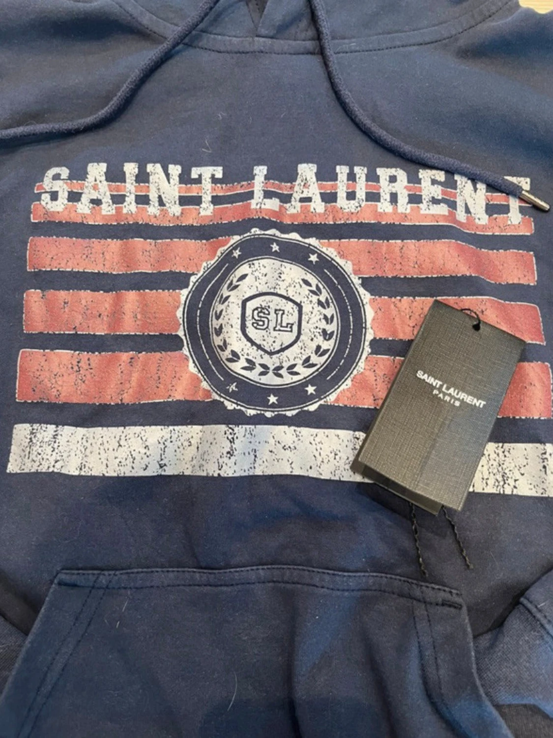 Mörkblå hoodie från Saint Laurent - 1